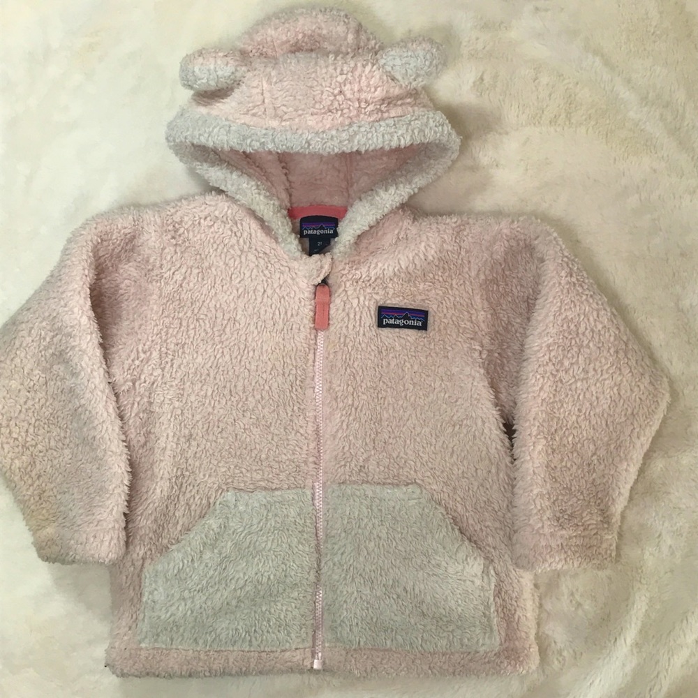 Pink/White Patagonia Fleece Coat - 2T